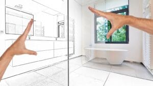 Reforma de baño moderno en Madrid con presupuesto bajo y diseño funcional.