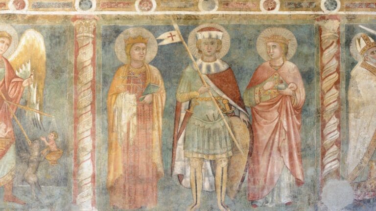 Detalle de obra de arte medieval con fuerte carga simbólica, típica del lenguaje visual sacro y doctrinal de la Edad Media.