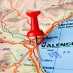 Mapa de rutas para excursiones en Valencia con localización destacada en la ciudad.