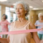 Dona entrenant en un centre d’entrenament durant la menopausa