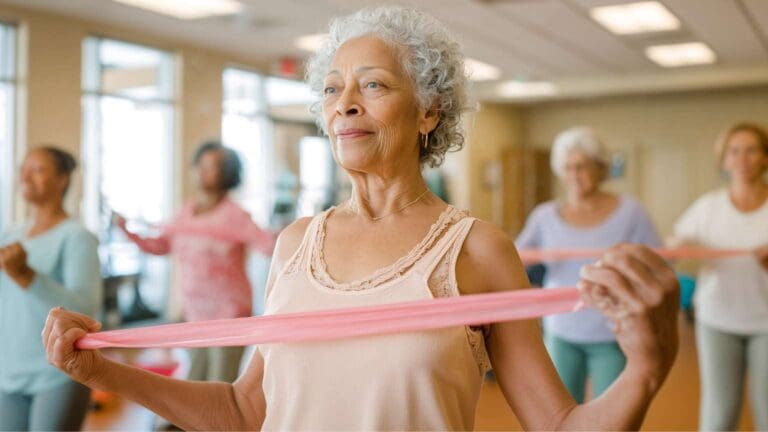 Dona entrenant en un centre d’entrenament durant la menopausa