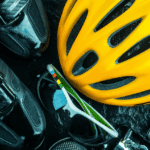 Ciclista de carretera con equipación completa ciclismo y accesorios en ruta