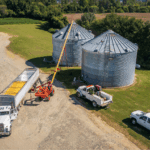Agricultor utilizando tecnología agrícola avanzada para optimizar la cosecha.