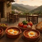 restaurante en pueblo con cocina local y productos frescos en un entorno rural de España