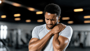 Deportista lesionado aprendiendo ejercicios a evitar con lesión en CrossFit.