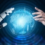 Plataforma digital con inteligencia artificial optimizando procesos de gestión en una empresa moderna