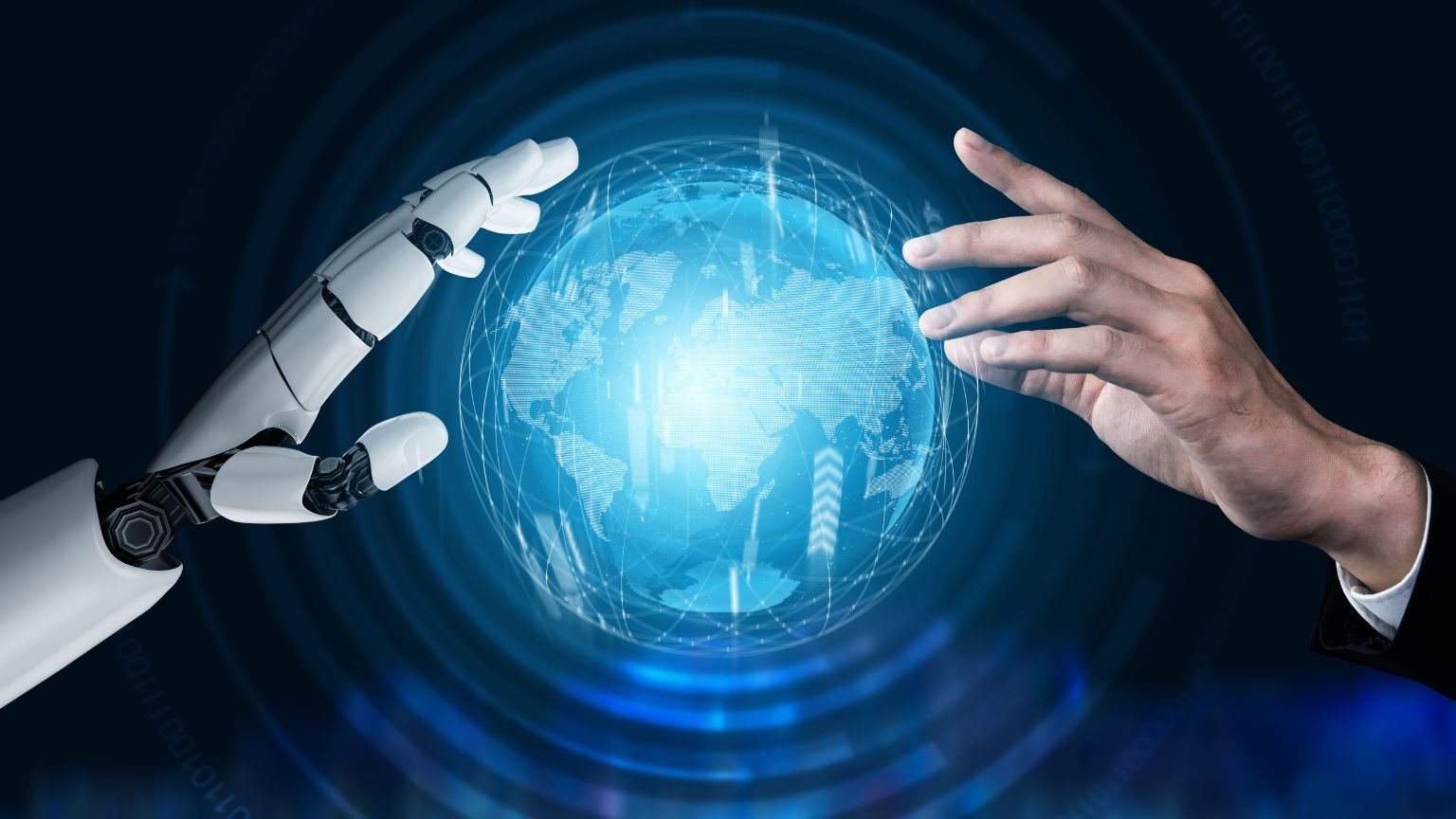 Plataforma digital con inteligencia artificial optimizando procesos de gestión en una empresa moderna