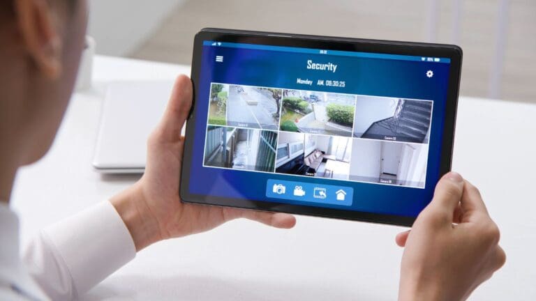 Sistema de seguridad moderno con cámaras y alarmas para proteger hogares y negocios de forma inteligente