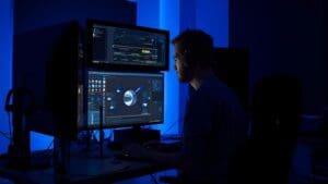 Escena creativa con elementos de diseño 3D, ideal para marcas y artistas visuales que buscan diferenciarse con contenido moderno e innovador