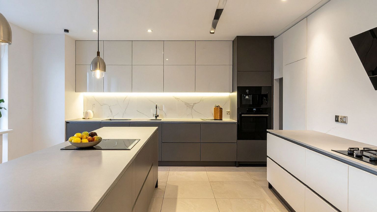 Encimera de cocina moderna instalada a medida, con acabado en silestone blanco y fregadero integrado, ideal para reformas prácticas y sin obras grandes.