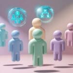 Ilustración conceptual de equipo de recursos humanos gestionando la movilidad internacional de empleados con soporte digital y enfoque organizativo