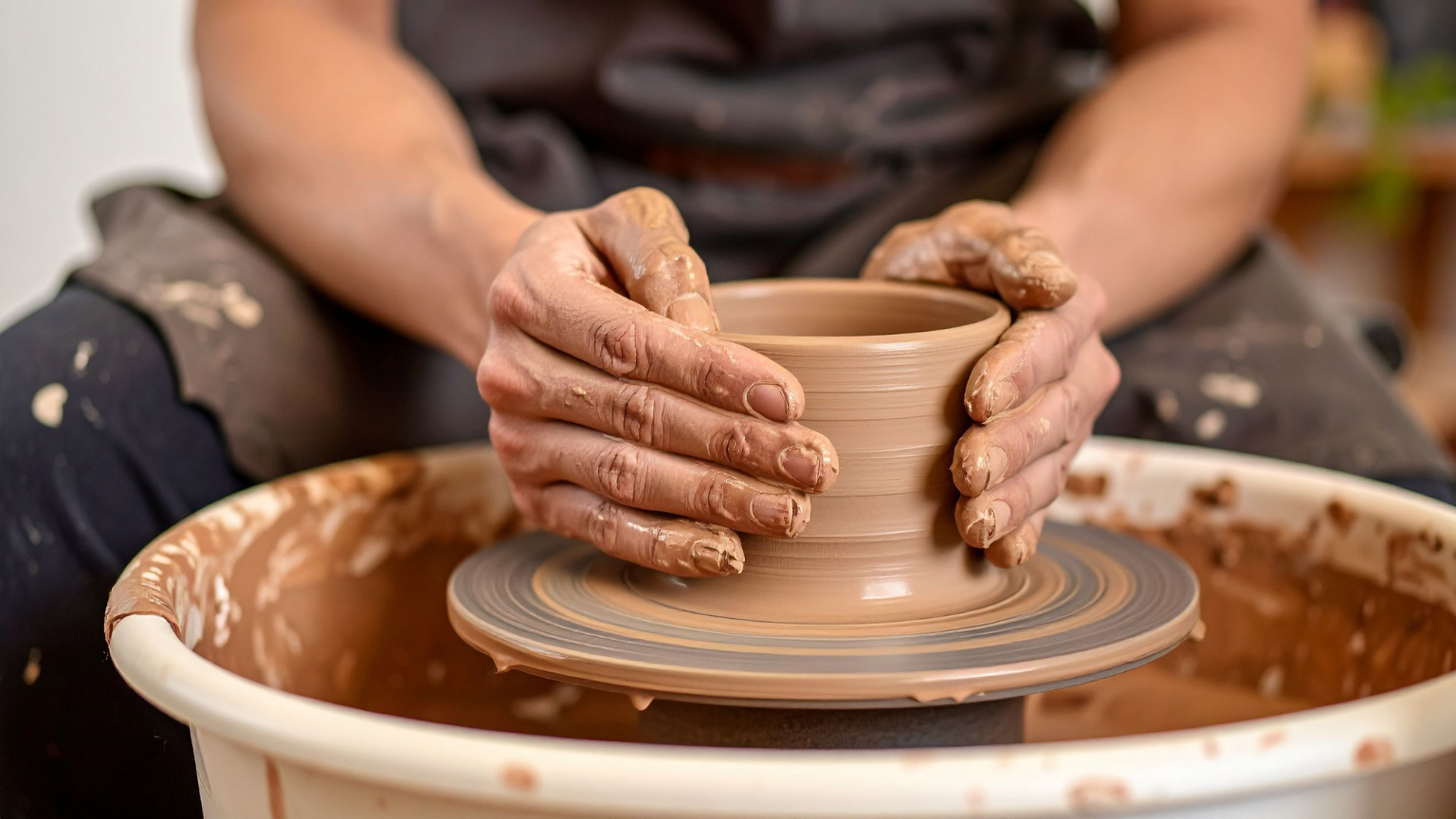 Cerámica tradicional hecha a mano en un taller artesanal.