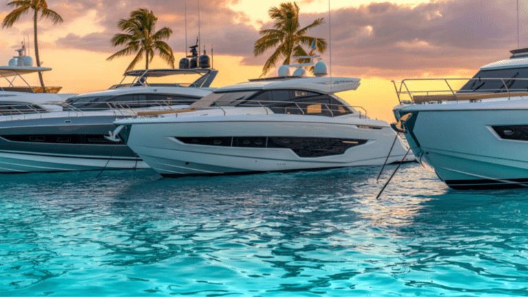 Escena de negocio náutico enfocada en la venta de barcos.