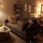 Decoración moderna e iluminación led en un salón pequeño bien aprovechado