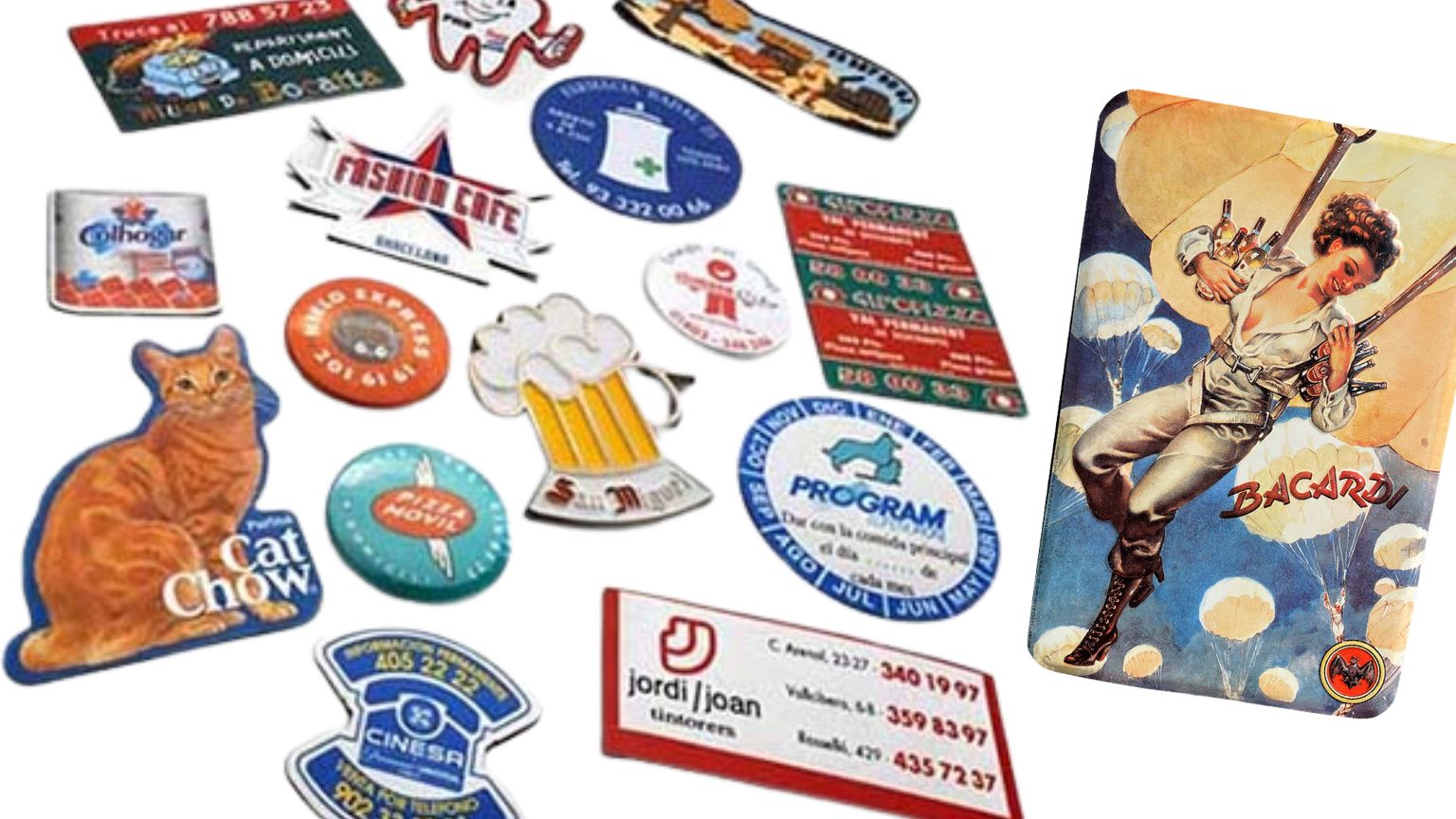 Artículos promocionales creativos para empresas como llaveros, imanes y carteles metálicos personalizados para aumentar visibilidad de marca