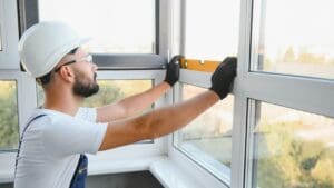 Ventana moderna con aislamiento térmico vista desde el interior de una vivienda, ideal para proteger del frío y el ruido exterior.