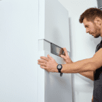 Profesional realizando mantenimiento del hogar en Palma de Mallorca en instalación eléctrica.