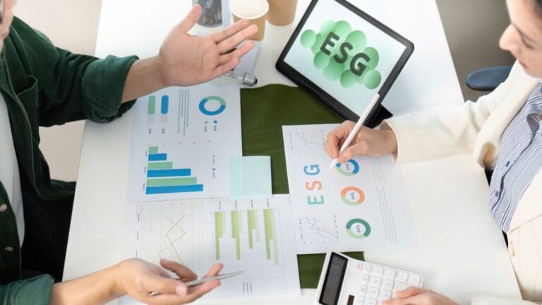 Estrategia de sostenibilidad empresarial y aplicación de criterios ESG en empresa moderna