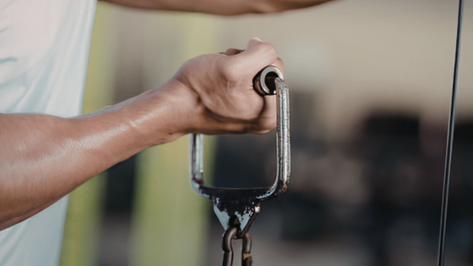 Agarres de polea utilizados en entrenamiento de fuerza en gimnasio.