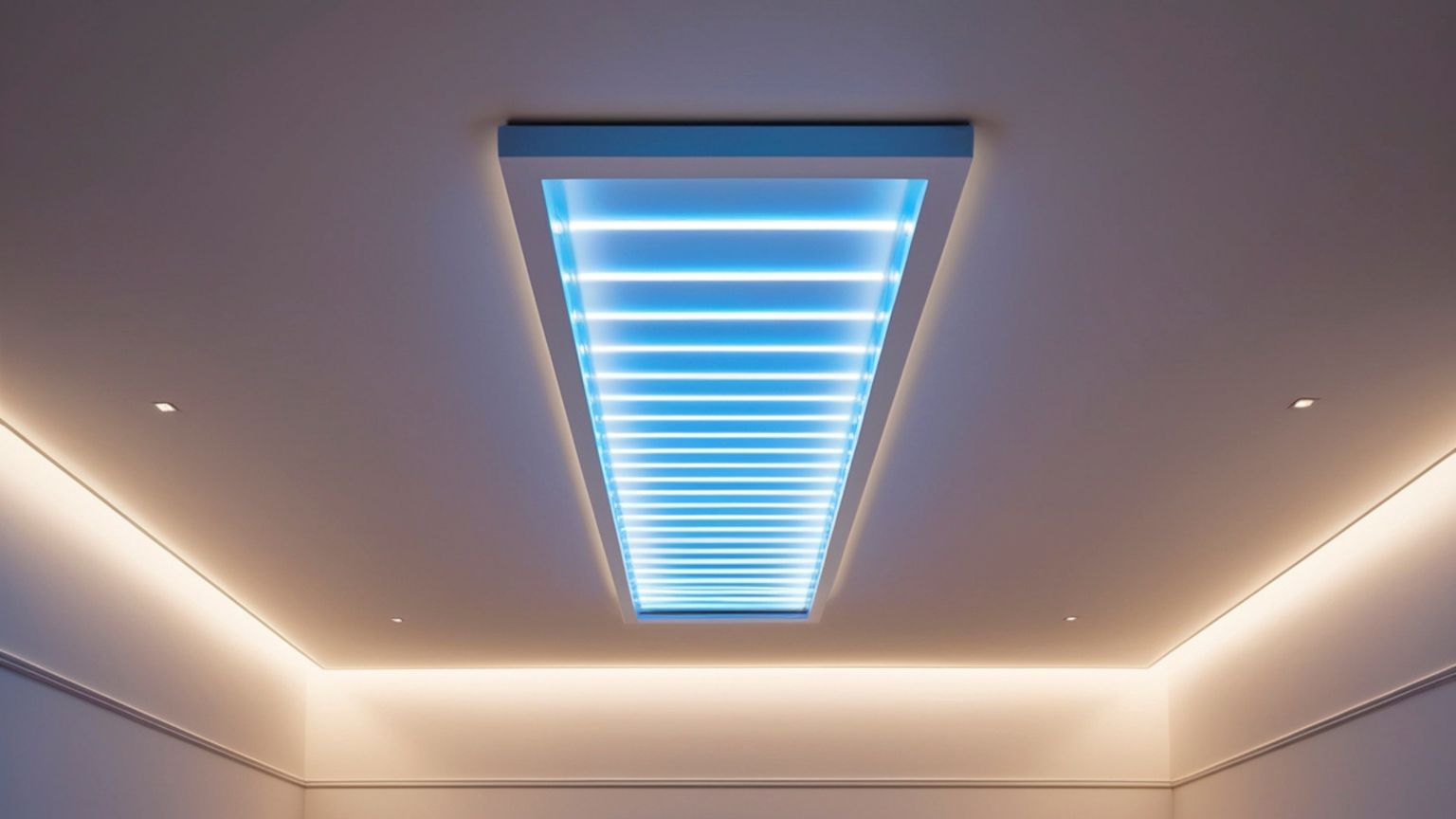 Techos tensados con iluminación LED en diseño interior moderno